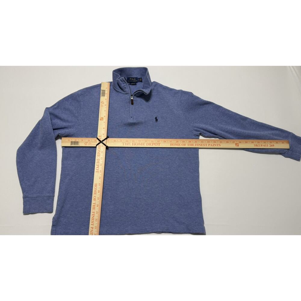 Polo Ralph Lauren Mens Small Blue 1/4 Zip Estate Rib Pullover Mock Neck Preppy - Picture 2 of 11